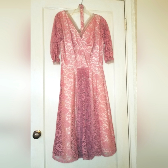 Charles Berg Dresses & Skirts - Women's Antique Vintage 1940s formal/cocktail dress, Charles Berg, Dusty Rose